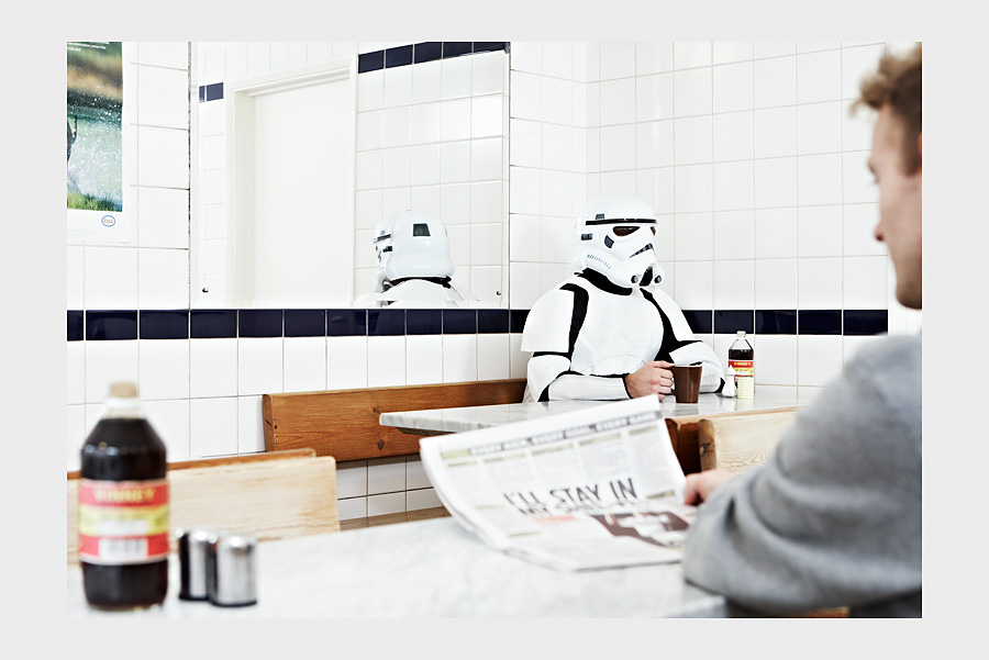 Jon Day Photography. Storm Trooper in greasy spoon.
